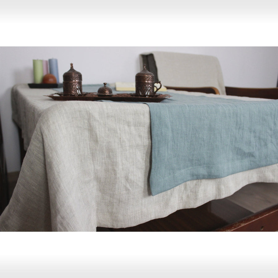 Greyish Mint linen table runner - Linen Couture