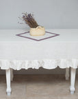 Honey linen tablecloth with ruffles - Linen Couture