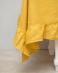 Honey linen tablecloth with ruffles - Linen Couture