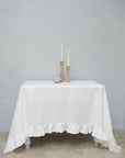 Honey linen tablecloth with ruffles - Linen Couture