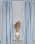 Ice Blue linen curtain with tabs - Linen Couture