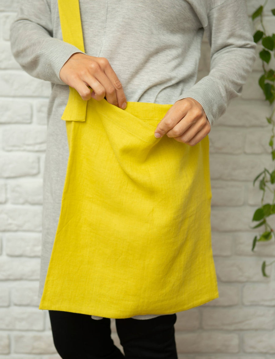 Lemon linen crossbody bag - Linen Couture