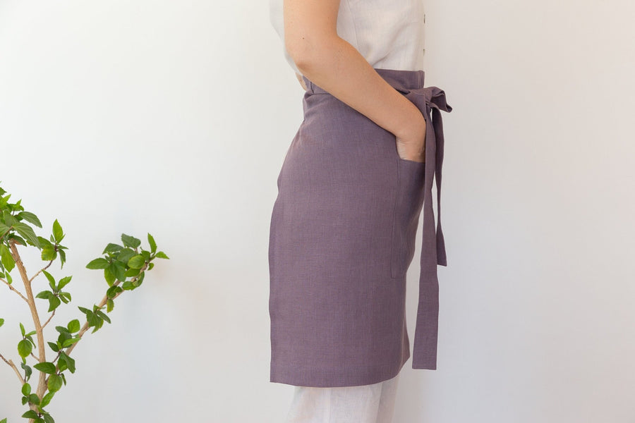 Lemon linen waist apron - Linen Couture