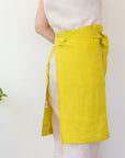 Lemon linen waist apron - Linen Couture