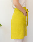 Lemon linen waist apron - Linen Couture