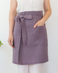 Lemon linen waist apron - Linen Couture