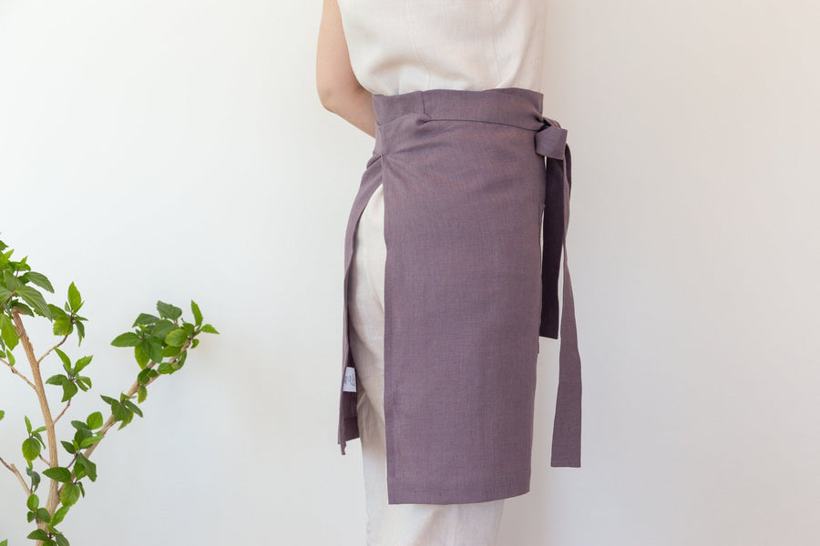 Lemon linen waist apron - Linen Couture