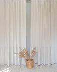 Light Grey linen curtain with ruffles, rod pocket - Linen Couture