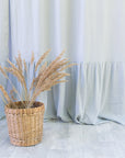 Light Grey linen curtain with ruffles, rod pocket - Linen Couture