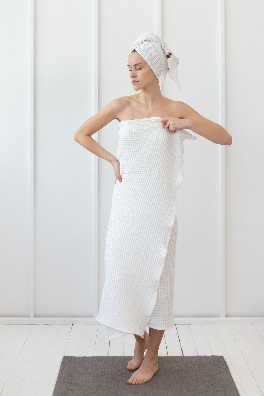 Light Grey linen waffle towel - Linen Couture