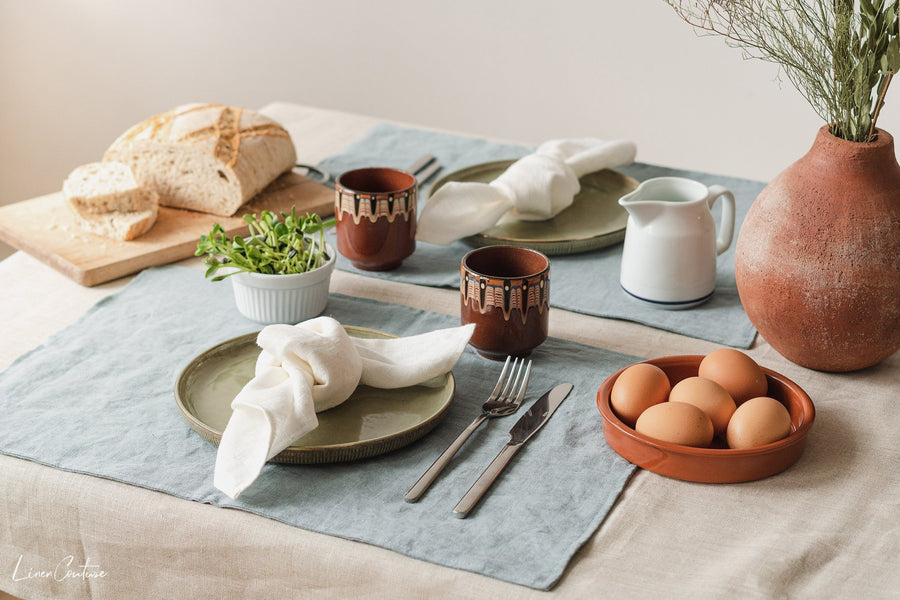 Light pink linen placemats set - Linen Couture