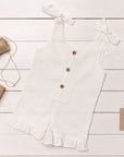 Linen Romper with Ruffles for Kids - Linen Couture