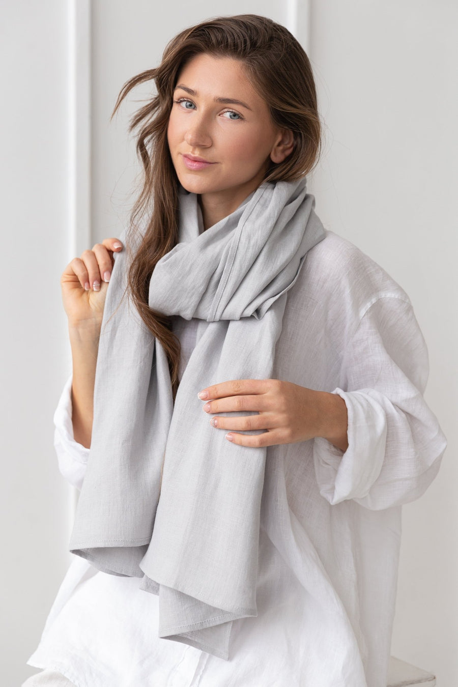 Linen scarf in Light Grey - Linen Couture