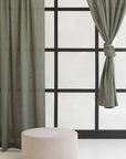 Moss Green linen curtain with rod pocket - Linen Couture