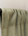 Moss Green linen curtain with rod pocket - Linen Couture