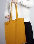 Mustard linen tote bag - Linen Couture