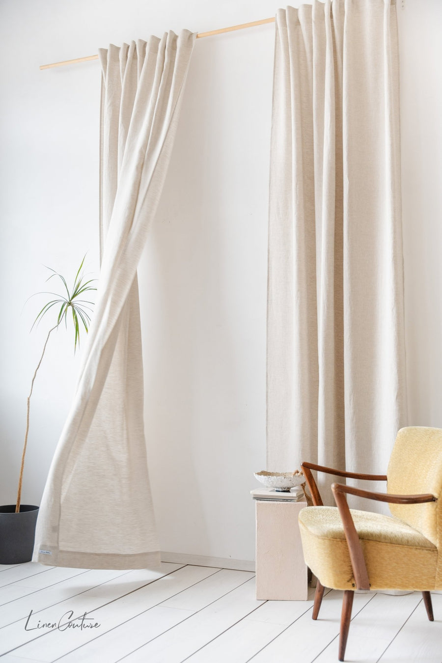 Natural Light linen curtain with multifunctional heading tape - Linen Couture