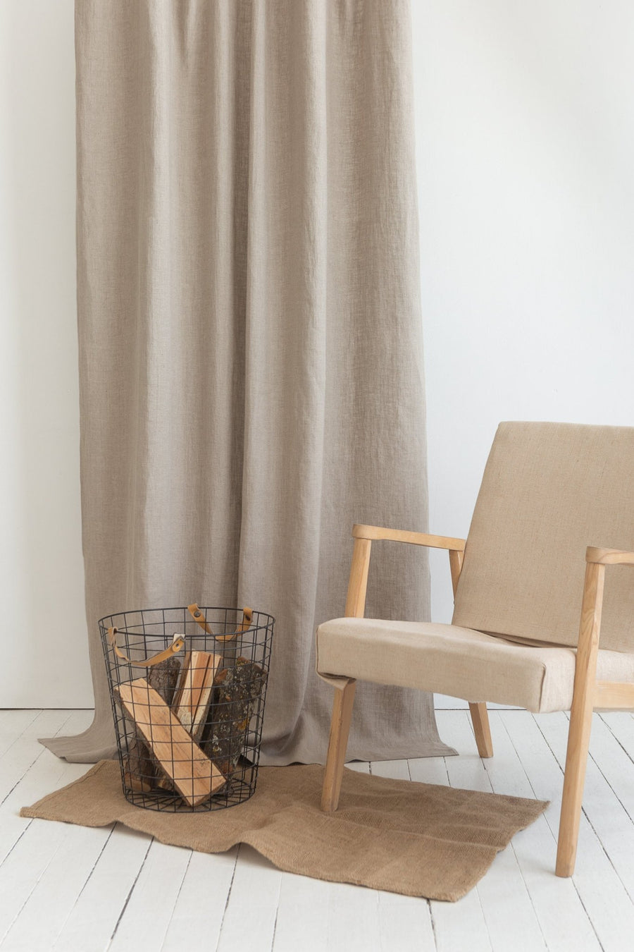 Natural light linen curtain with rod pocket - Linen Couture