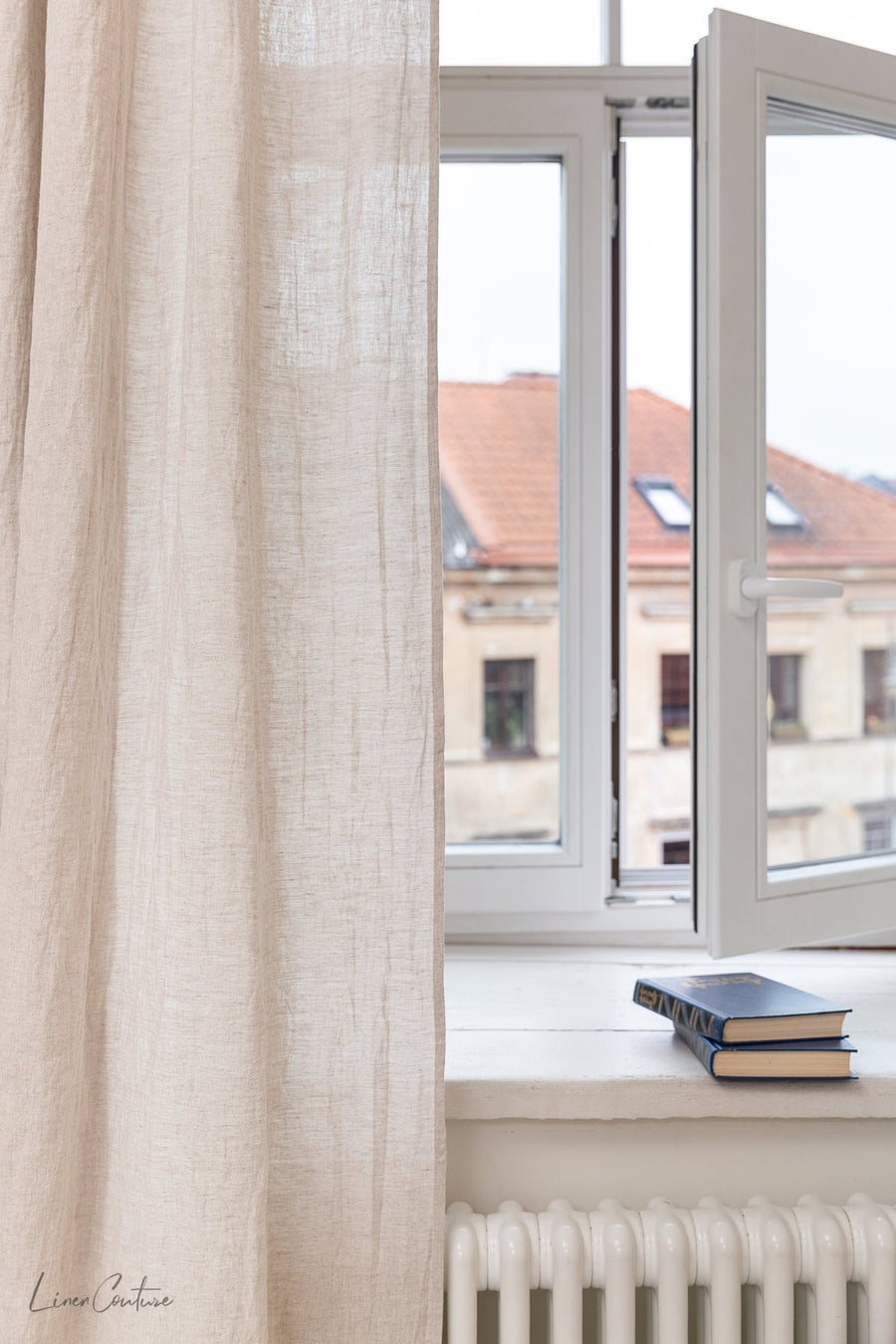 Natural light linen curtain with rod pocket - Linen Couture