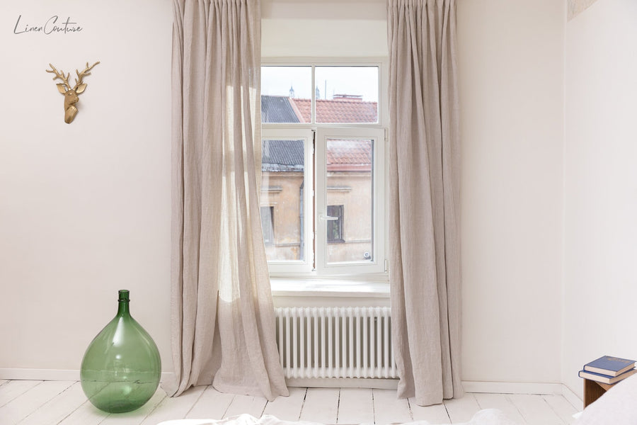 Natural light linen curtain with rod pocket - Linen Couture