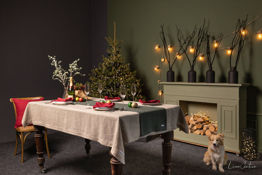 Natural light linen tablecloth - Linen Couture