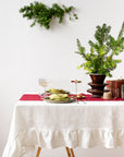 Natural Light linen tablecloth with ruffles - Linen Couture