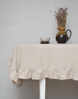 Natural Light linen tablecloth with ruffles - Linen Couture