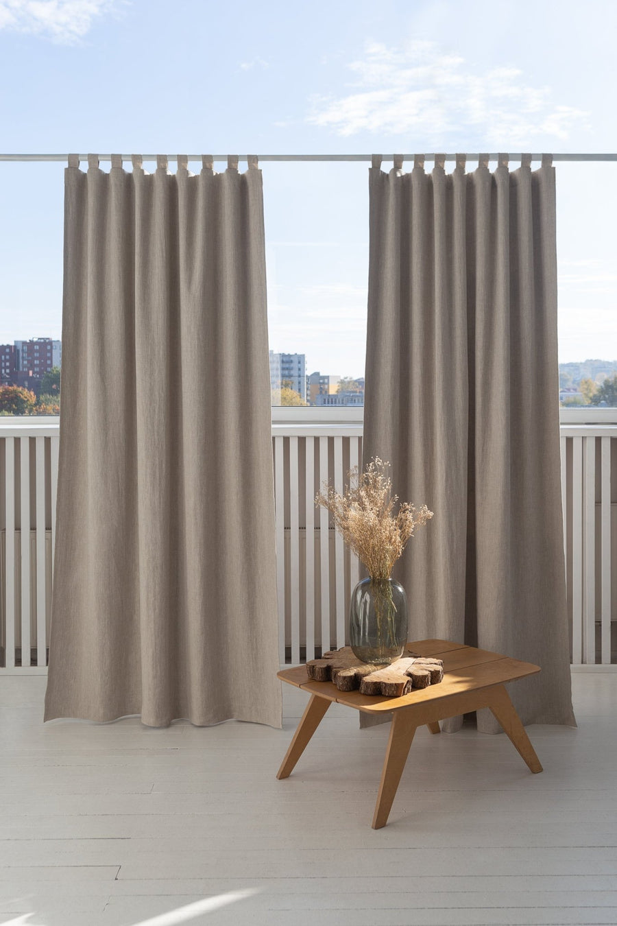 Natural linen curtain with blackout, tabs - Linen Couture