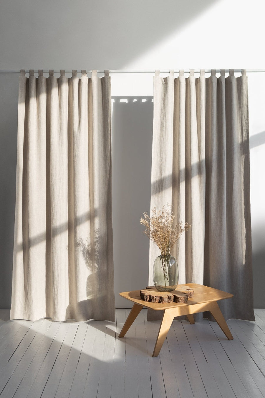 Natural linen curtain with blackout, tabs - Linen Couture