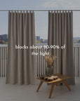 Natural linen curtain with blackout, tabs - Linen Couture