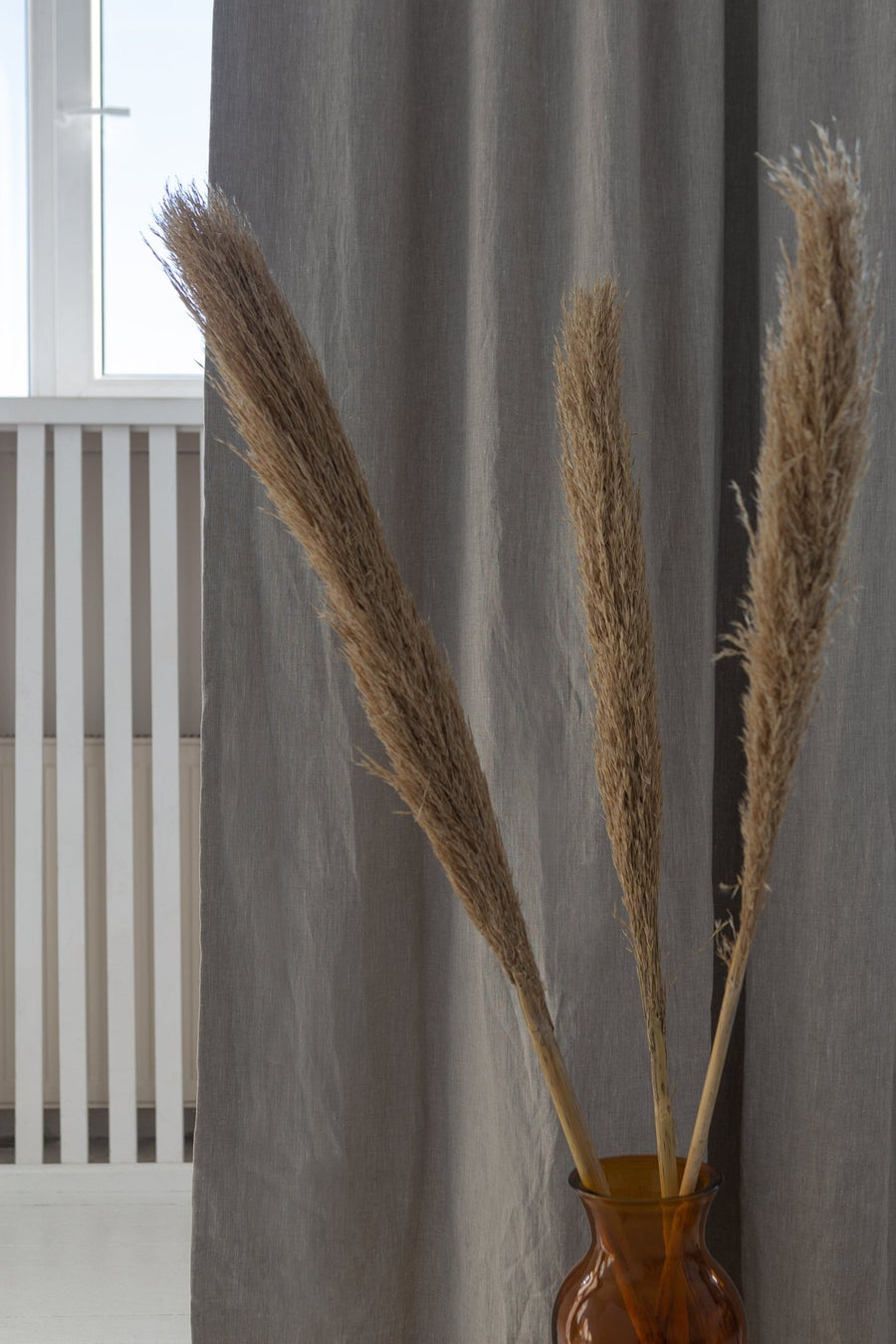 Natural linen curtain with blackout, tabs - Linen Couture