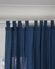 Night Blue linen curtain with tabs - Linen Couture