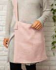 Pale Pink crossbody linen bag - Linen Couture