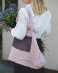 Pale Pink linen beach bag with two tones - Linen Couture