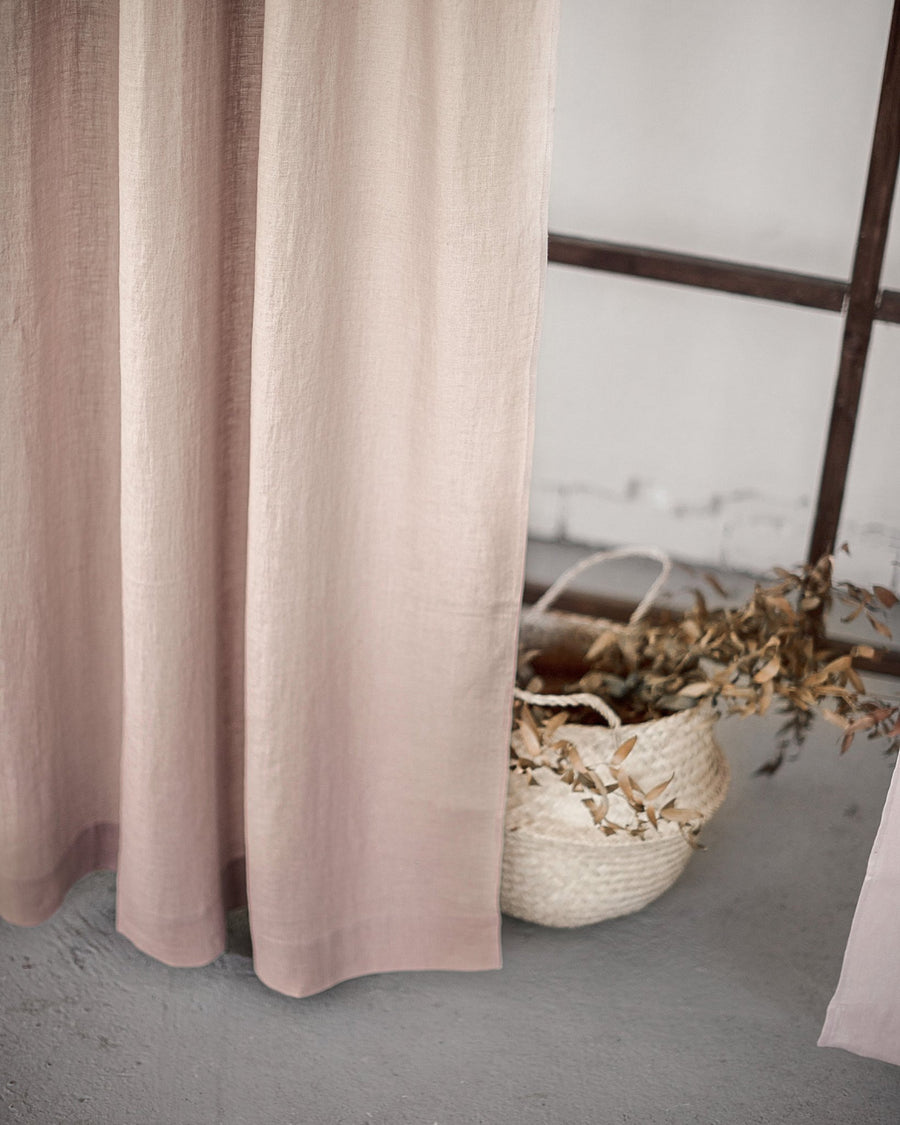 Pale Pink linen curtain with tabs - Linen Couture