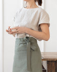 Pastel Plum linen waist apron - Linen Couture