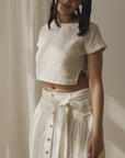 Taormina Set | Linen Crop Top and Flared Midi Skirt