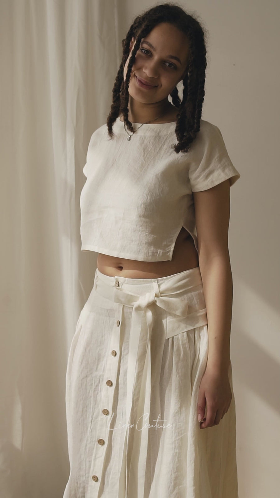 Taormina Set | Linen Crop Top and Flared Midi Skirt