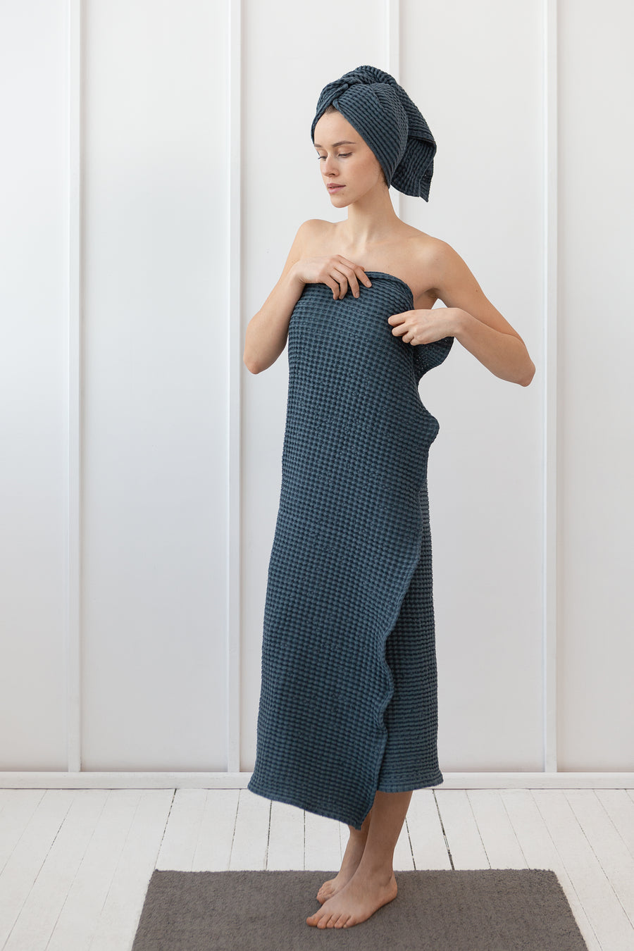 Light Grey linen waffle towels set - Linen Couture Boutique