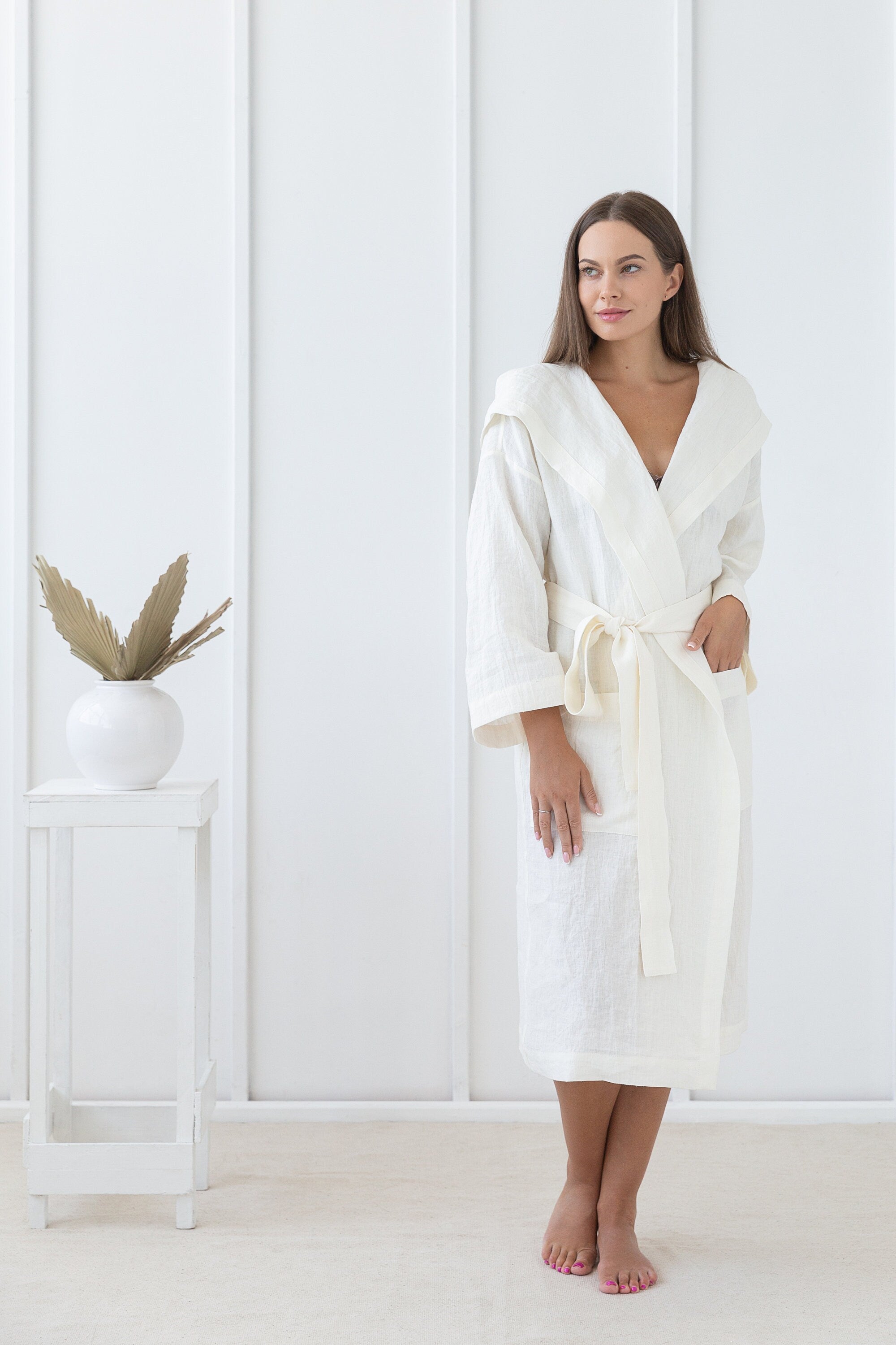 Women's Linen Robe in Woodrose